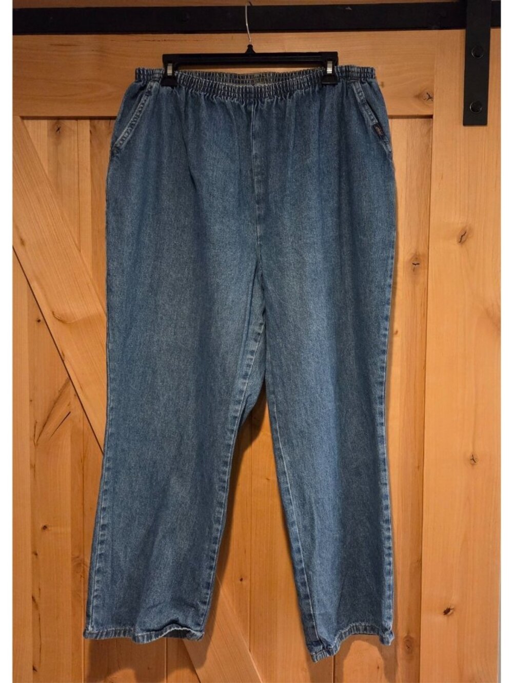 Vintage Chic Jeans Womens Plus 22W Petite Blue Pull On Elastic Waist Pockets